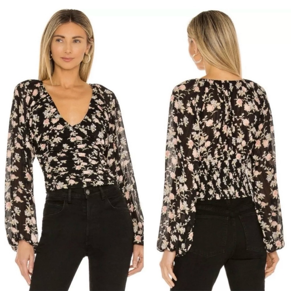 Free People | Size Medium Rose Print Blouse